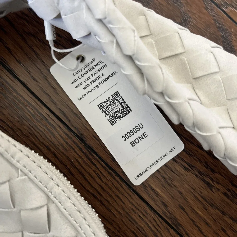 Urban Expressions Vanessa Large Woven Hobo Bag Bone Ivory Anthropologie NWT